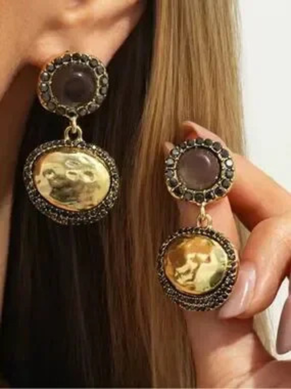 !!! Vintage Gold and Brown Drop Earrings - Women Jewelry